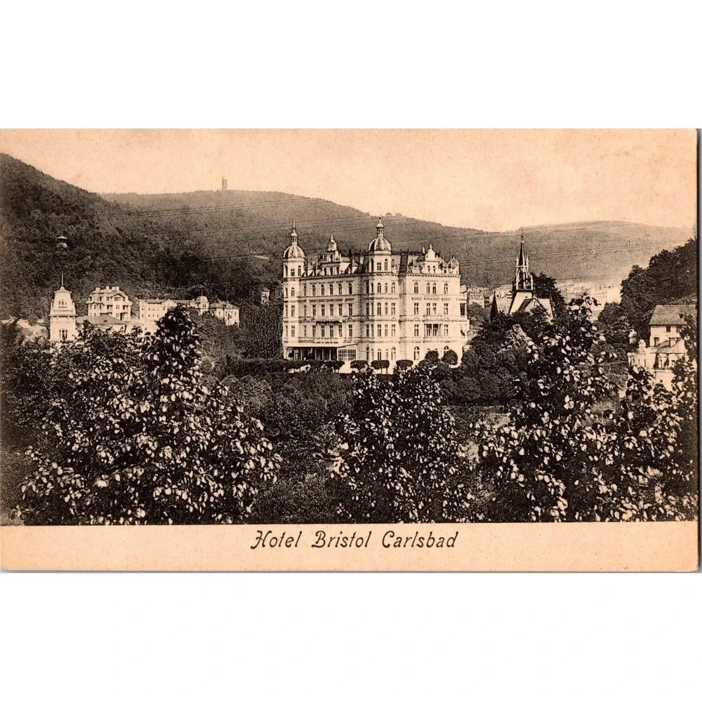 Vintage‎ Hotel Bristol Carlsbad Scenic Postcard Korrespondenzkarte